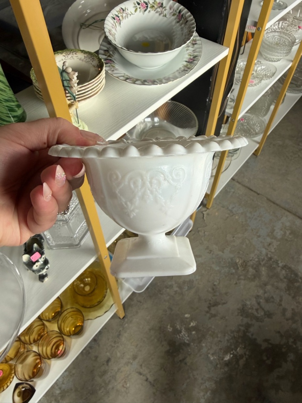 Vintage Indiana Glass Company Milk Glass Pedestal Candy Dish